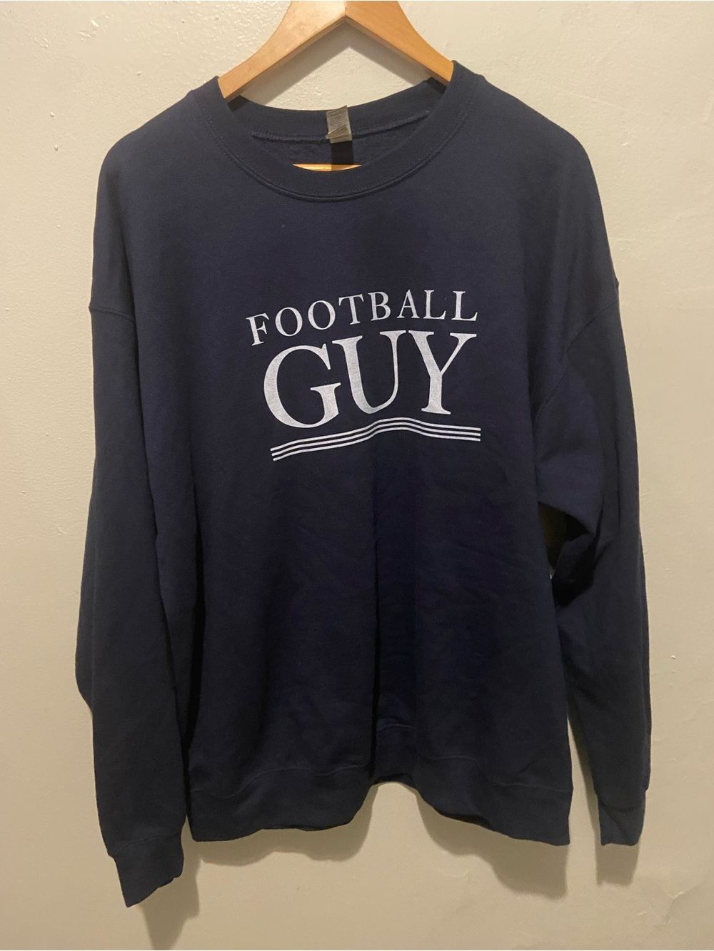 Gildan Navy Crewneck Sweatshirt with 'FOOTBALL GUY' Chest Print
